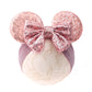 Jiahang Baby Girl Mouse Ears Turban Headwrap With Gold Sequin Bows, Wide Velvet Hairband For Newborn, Toddler, And Kids - Party