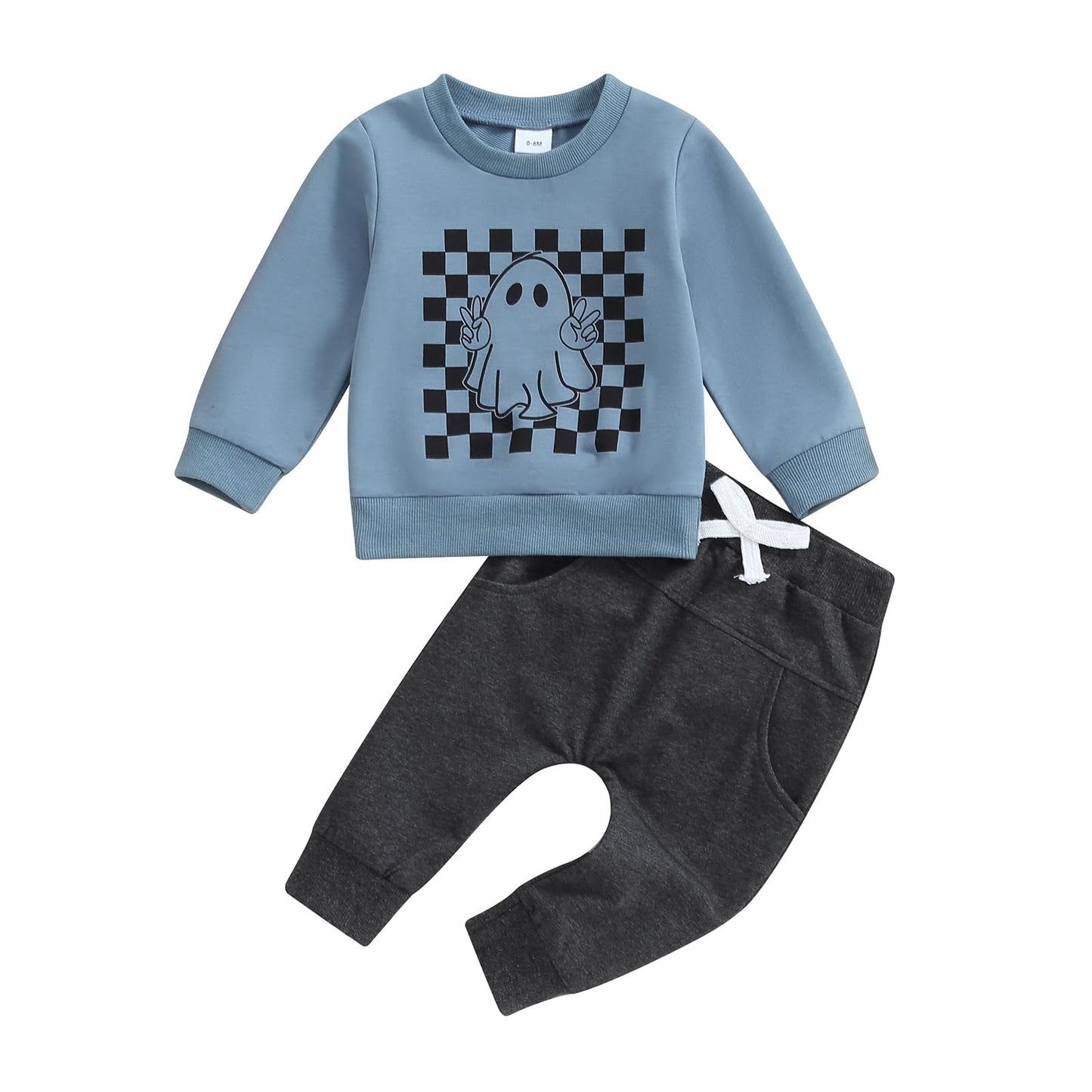 Liomengzi Infant Baby Boy Halloween Pants Outfits Long Sleeve Shirts Pumpkin Sweatshirt Pants Infant Fall Winter Clothes Set (Bl