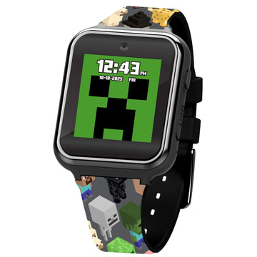 Minecraft Kids LED Smartwatch Interactive Gaming-Themed Watch 10 Changeable Faces, Step Counter, Calculator, Games, Selfie Cam, 