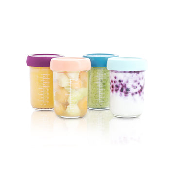 Babymoov Glass Food Storage Containers Leak Proof Stackable & Reusable Glass Jars (Pick Your Set Size)