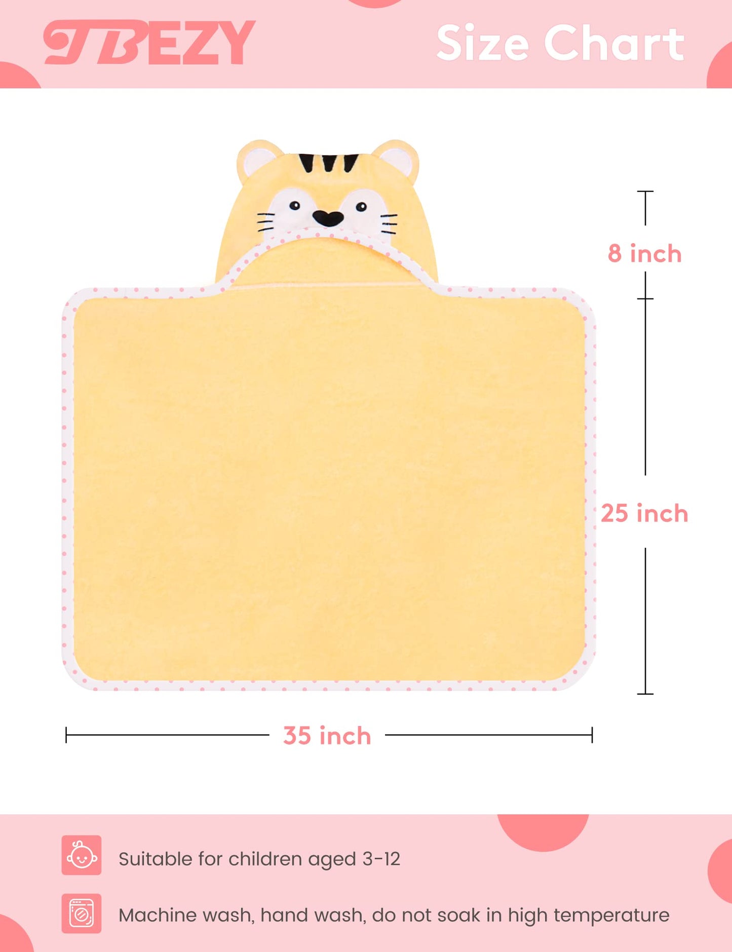 Tbezy Baby Hooded Towel With Unique Animal Design Ultra Soft Thick Cotton Bath Towel For Newborn (Tiger)