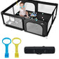 [Upgraded] dearlomum Baby Playpen, 71x59 Extra Large Playard with Thickened Steel Pipes, Baby Activity Center with Gate & Toys, 