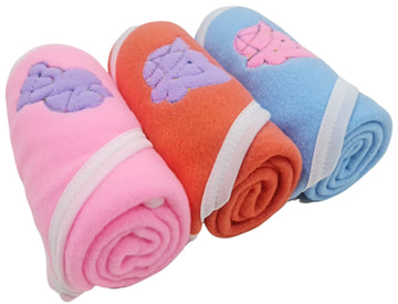 First Kick Baby Blankets New Born Pack of Hooded Wrapper Durable Fleece Polyester s Cum Wrap Towel Pack of 3 Pink, Blue, Orange