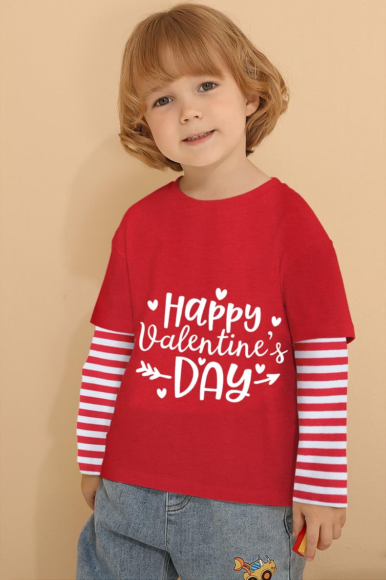 Boys Girls T-Shirt Heart Long Sleeve Shirts Happy Valentine'S Day Kids Tee Top Toddler Clothes 7 Years
