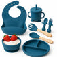 SorresaA Silicone Baby Feeding Set  Suction Plates for Baby & Toddler with Bowl, Cup, Fork & Spoon | Baby Plate Set | Crumb Pou
