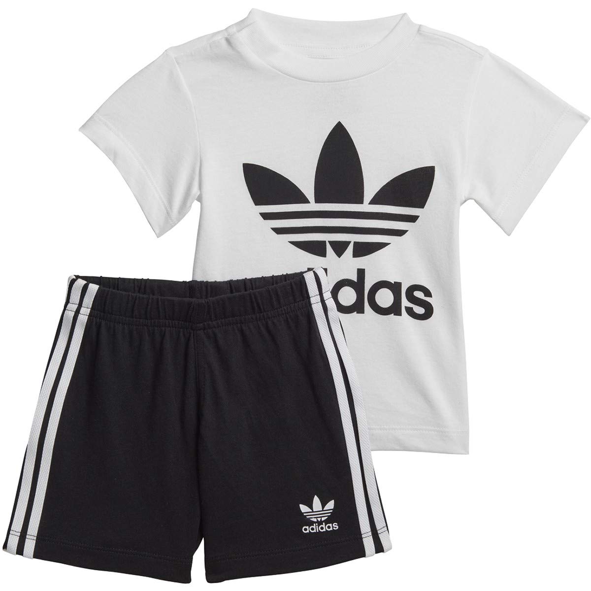 Adidas Originals Unisex Baby Trefoil Shorts Tee Set T Shirt, White/Black, 3 Months Us
