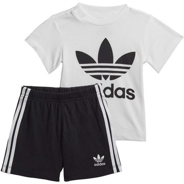 Adidas Originals Unisex Baby Trefoil Shorts Tee Set T Shirt, White/Black, 3 Months Us