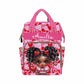 Customized School Bag With Name, Large Capacity Waterproof Diaper Bag, Beautiful Girl Print Monogram Nappy Backpack With Thermal
