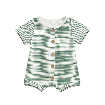 Iddolaka Newborn Summer Baby Boy Girl Romper Bodysuit Jumpsuit Playsuit One Piece Outfit Clothes (Short Sleeve Green White, 6-12