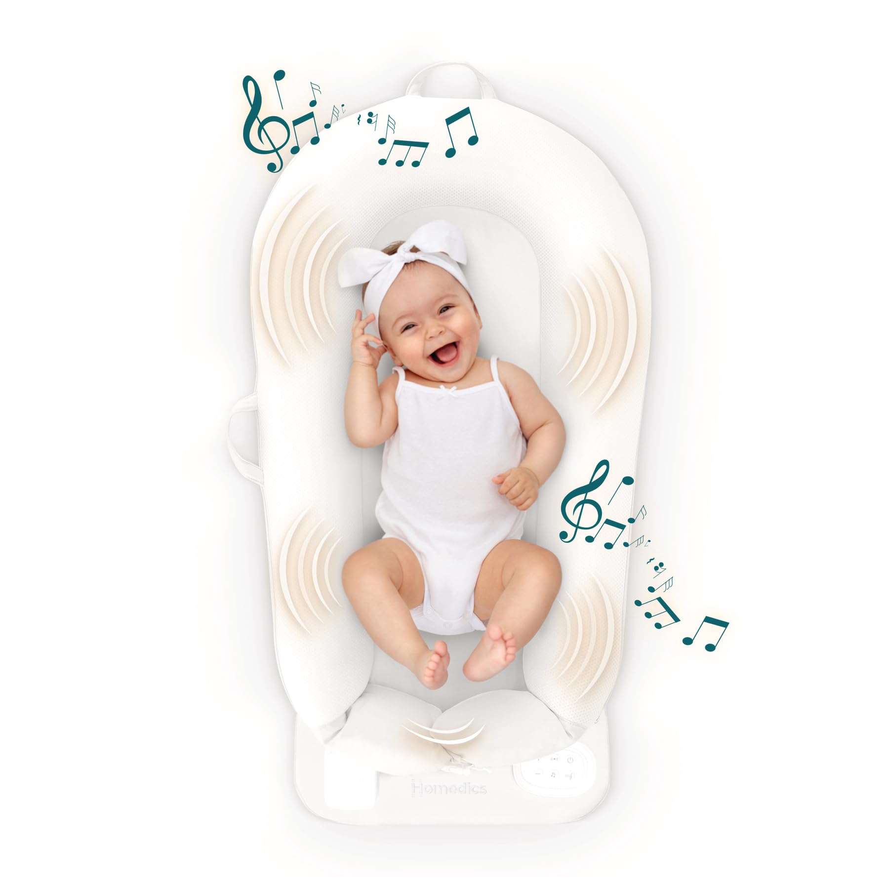 Homedics 3-In-1 Calming Baby Cushion, Soothing Comfort For Newborns & Infants, Snuggling Sensation, Sound And Vibration, Designe