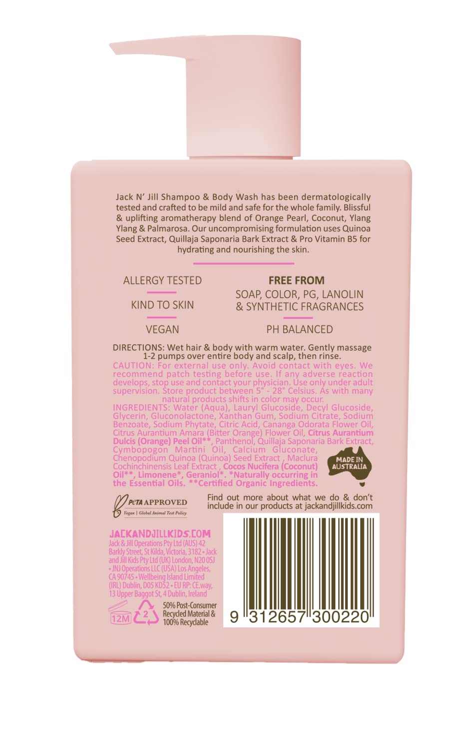 Jack N' Jill Natural Bathtime Kids Shampoo And Body Wash - Suitable For Sensitive Skin, Dermatologically Tested, Color And Soap