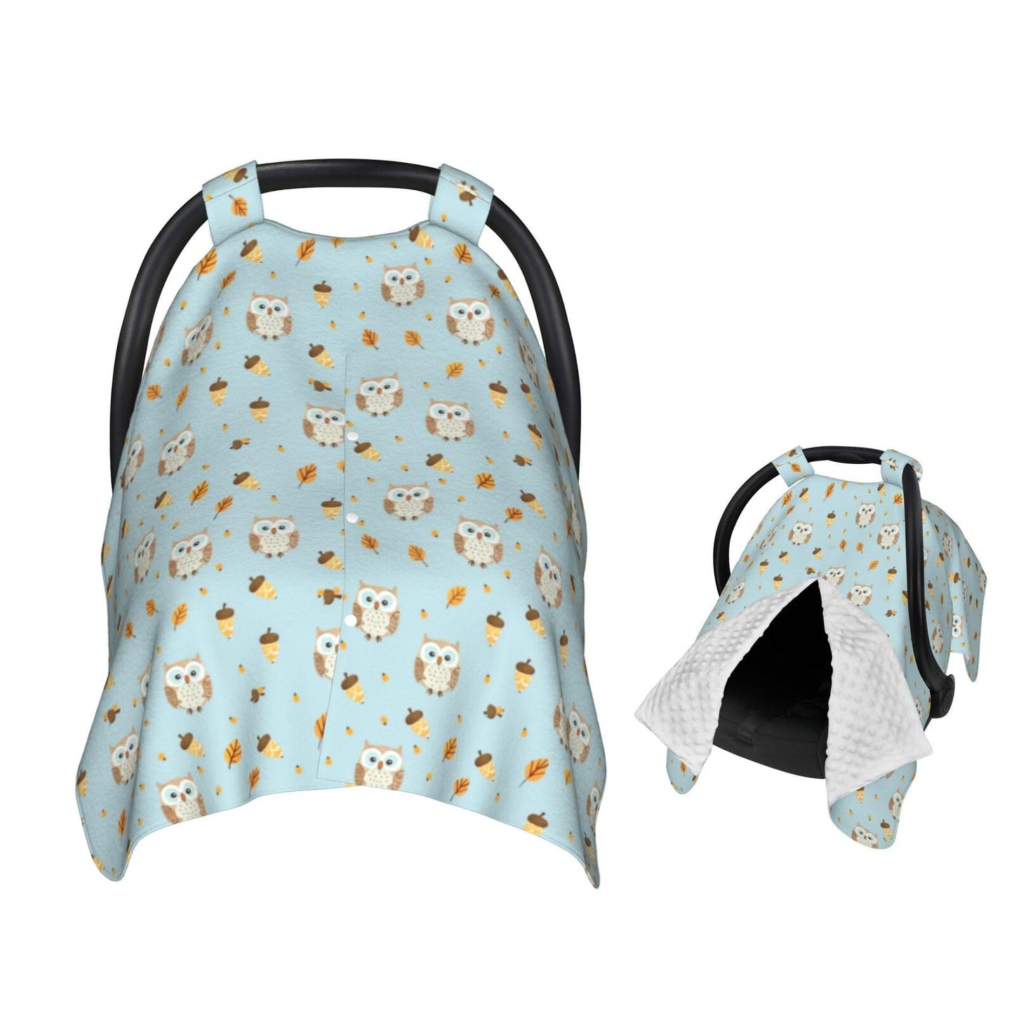 Muishi Kawaii Owls and Acorns Baby Car Seat Canopy Nursing Cover for Newborn Car Seat Breastfeeding Covers Blanket Newborn Showe