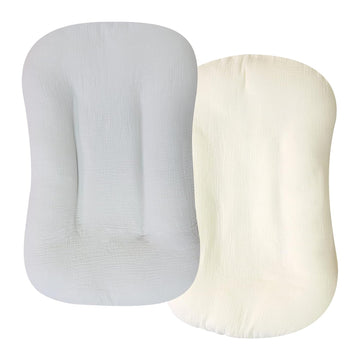 Hooyax Muslin Baby Lounger Cover 2 Pack, Organic Cotton Removable Slipcover For Newborn,Baby Padded Lounger Infant Floor Seat Co