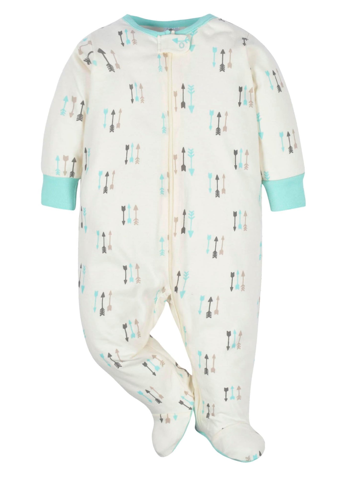 Gerber Baby Boys' 4 Pack Sleep 'N Play Footie, Aqua Fox, 0-3 Months