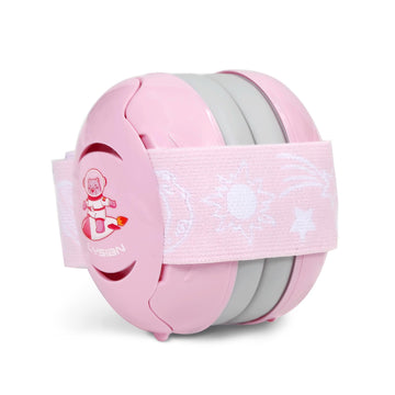 Lysian Pink Baby Ear Muffs Noise Cancelling With Elastic Headband, Baby Headphones Earmuffs For Infant Hearing Protection Sleepi