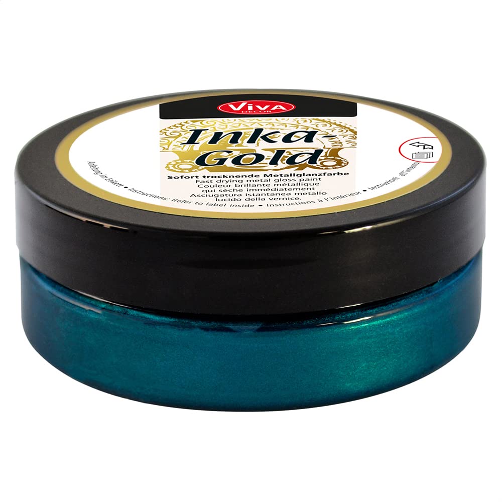 Viva Decora Inka Gold (Petrol, 2,2 Oz) Metallic Acrylic Paint - Craft Paint Set - Effect Paints - Craft Paints Acrylic Sets - Ap