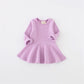 Csbks Toddler Baby Girls Long Sleeve Cotton Dress Solid Ruffle Tops 12 Months Purple