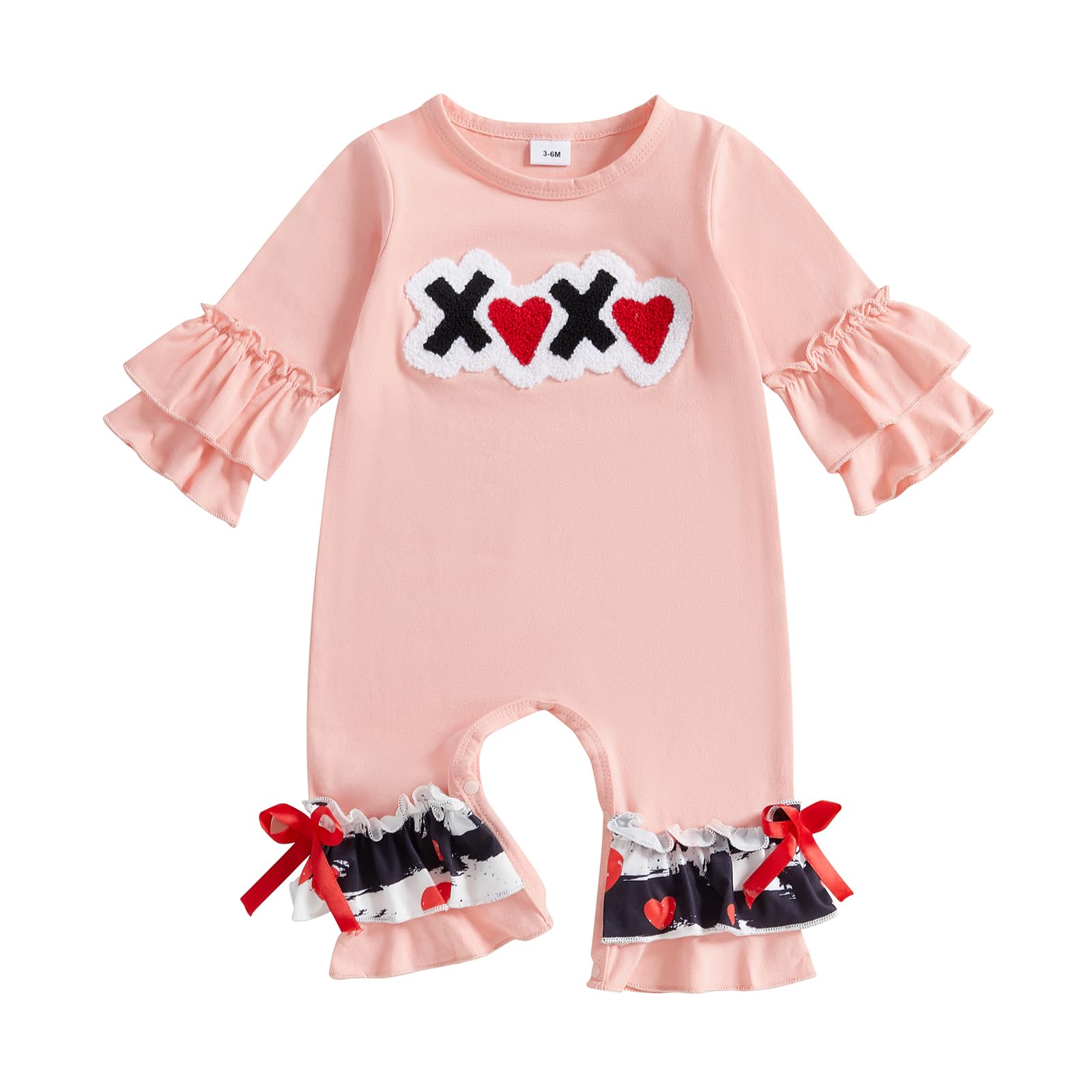My First Valentines Day Baby Girl Outfit Love Heart Letter Long Sleeve Romper Newborn Spring Jumpsuit Clothes (A-Pink, 3-6 Month