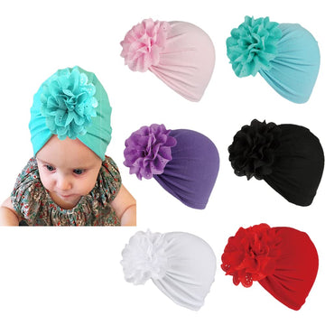 Xyx Baby Girl Toddlers Breathable Cotton Hat Newborn Knotted Hat Cute Donut Soft Turban Bow Knot Cap (Multicolored-7)