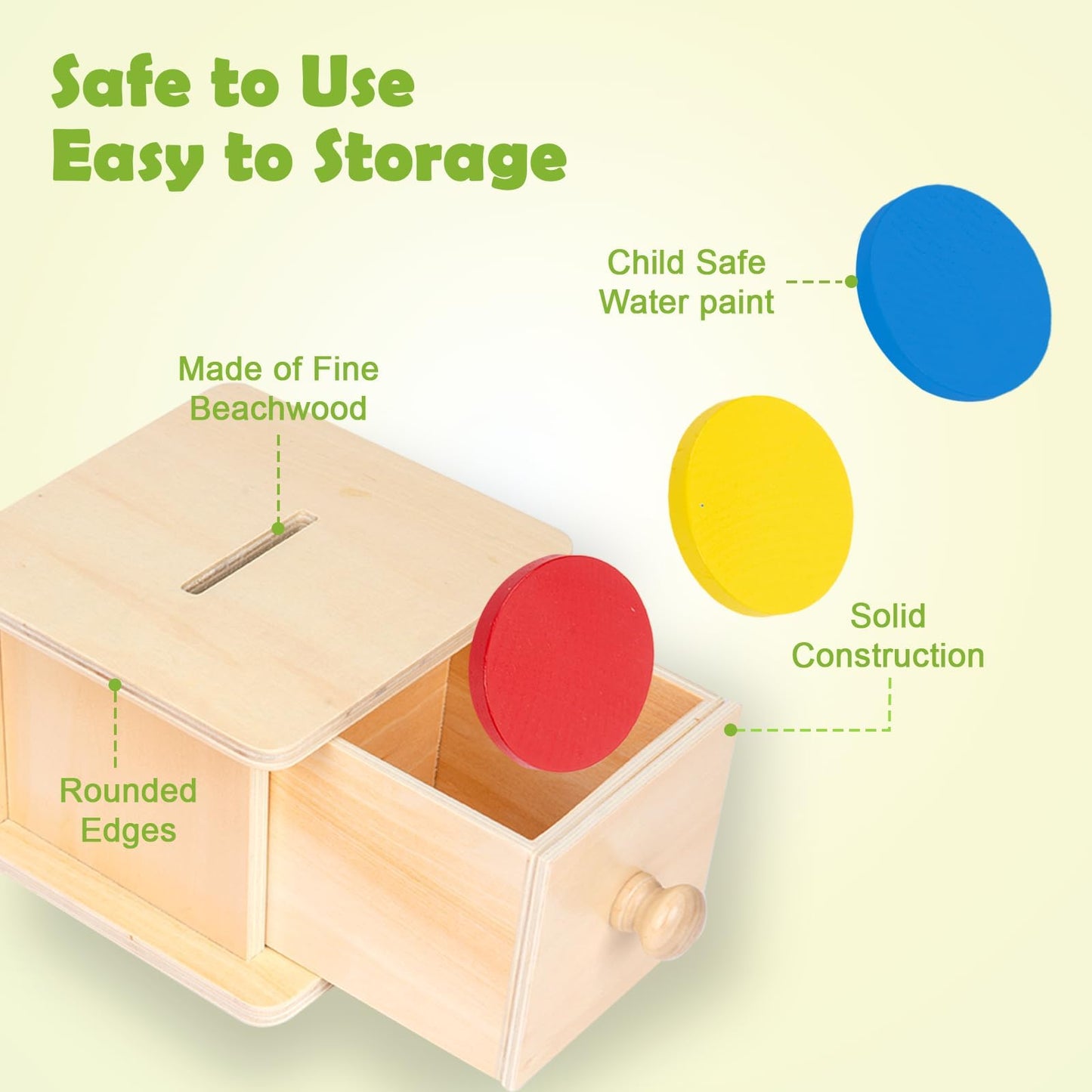 Adena Montessori Infant Toddlers Coin Box Montessori Toys for 6-12 Months Baby (Typical - Drawer Comes Out)