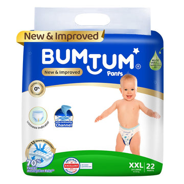 Bumtum Baby Diaper Pants, XxLarge Size, Double Layer Leakage Protection Infused With Aloe Vera, Cottony Soft High Absorb Techno