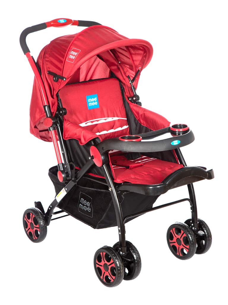 Mee Mee Baby Stroller Pram For 03 Years | 5Point Harness, 3 Level Adjustable Canopy, 3 Recline Position, Reversible Handle | D