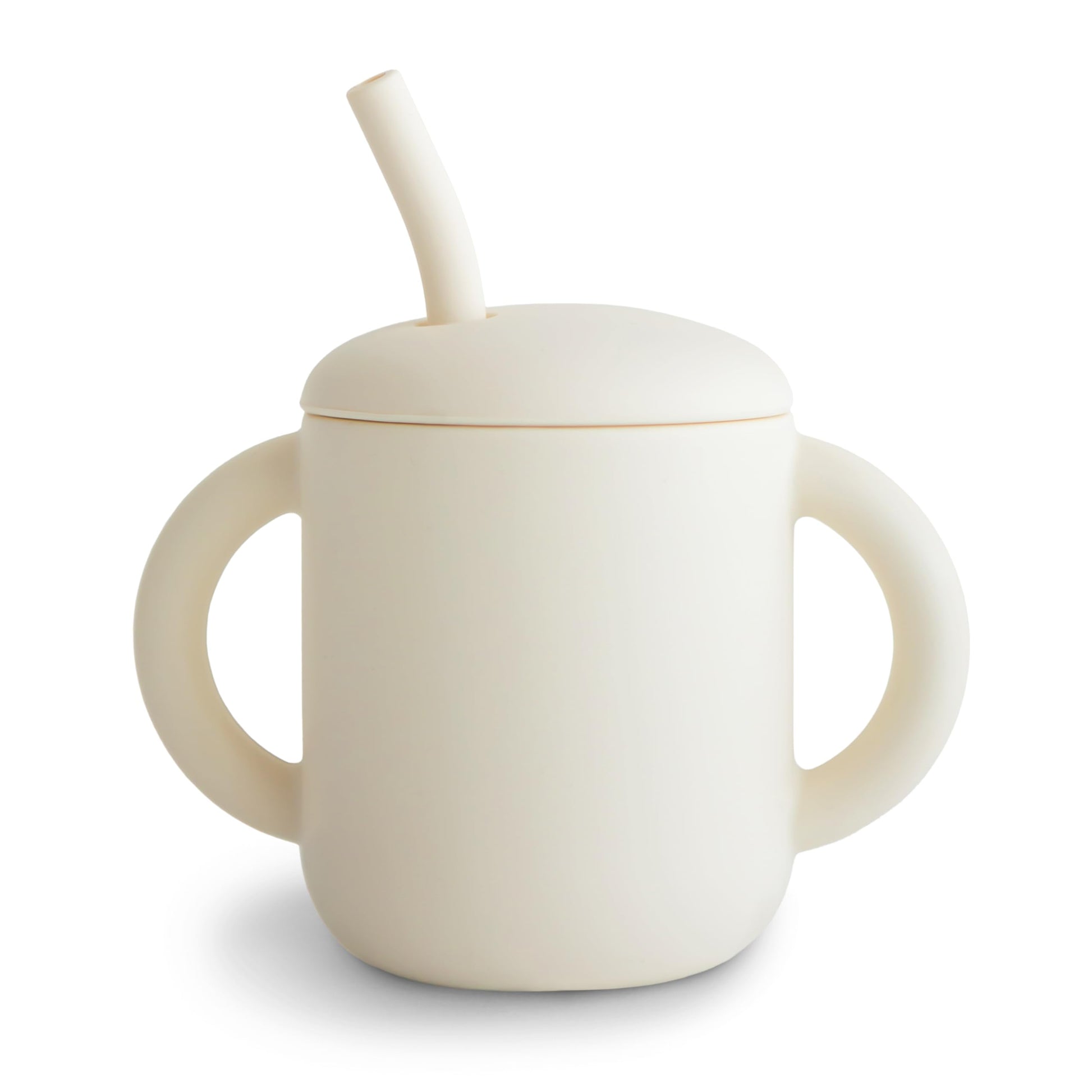 Mushie 100% Silicone Training Cup & Straw For Toddlers | 6 Months+ (Ivory)