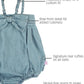 Rufflebutts Baby/Toddler Girls Light Wash Denim Bow-Front Bubble Romper - 18-24M