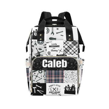 Noverbibi Custom Mechanic Diaper Bag Backpack for Mom Personalized Name Large Nappy Nursing Orangizer Mommy Bags, Waterproof Tra
