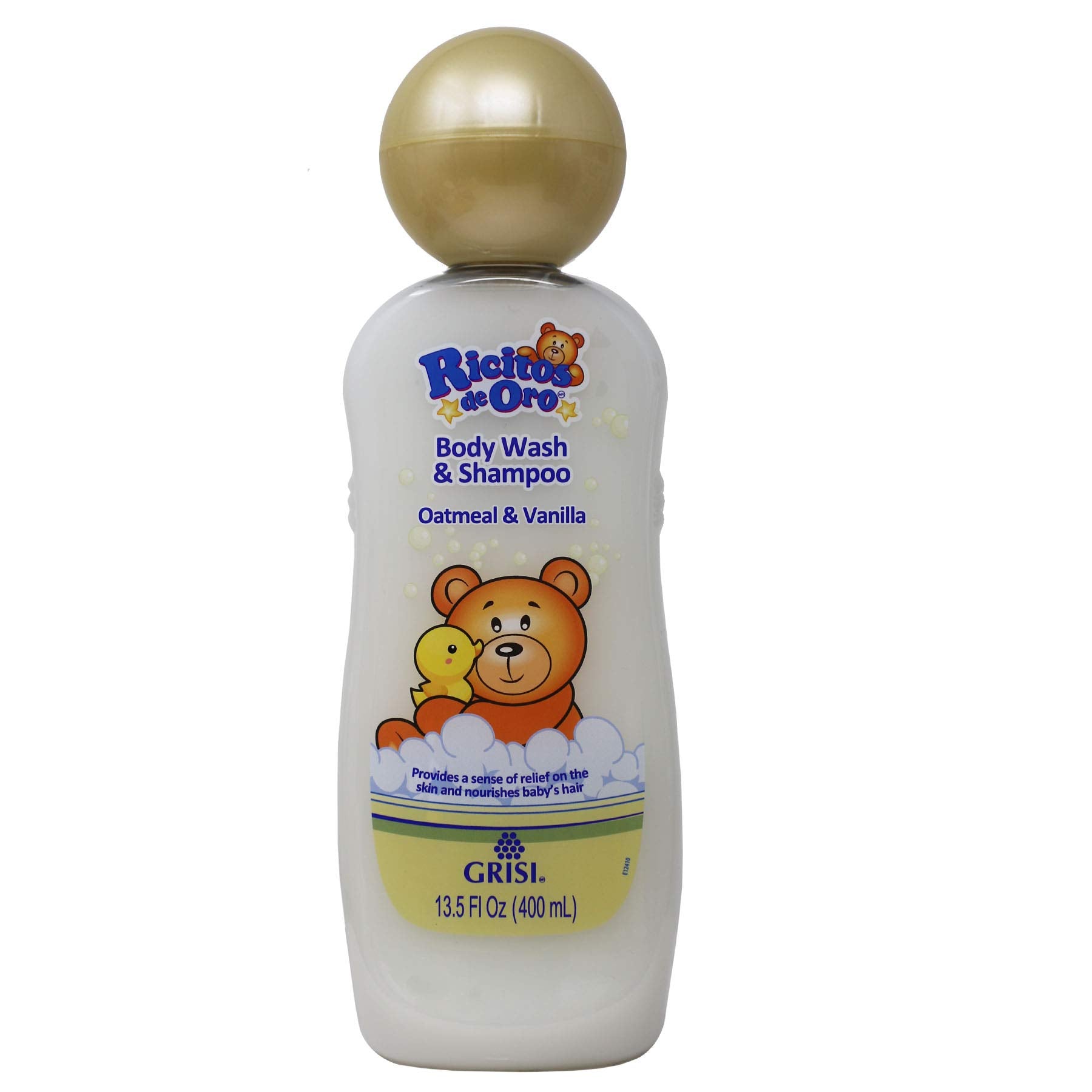 Ricitos De Oro Baby Hair & Body Wash With Oats And Vanilla, Hypoallergenic Tear-Free Body Wash And Shampoo; 13.5 Fl Oz