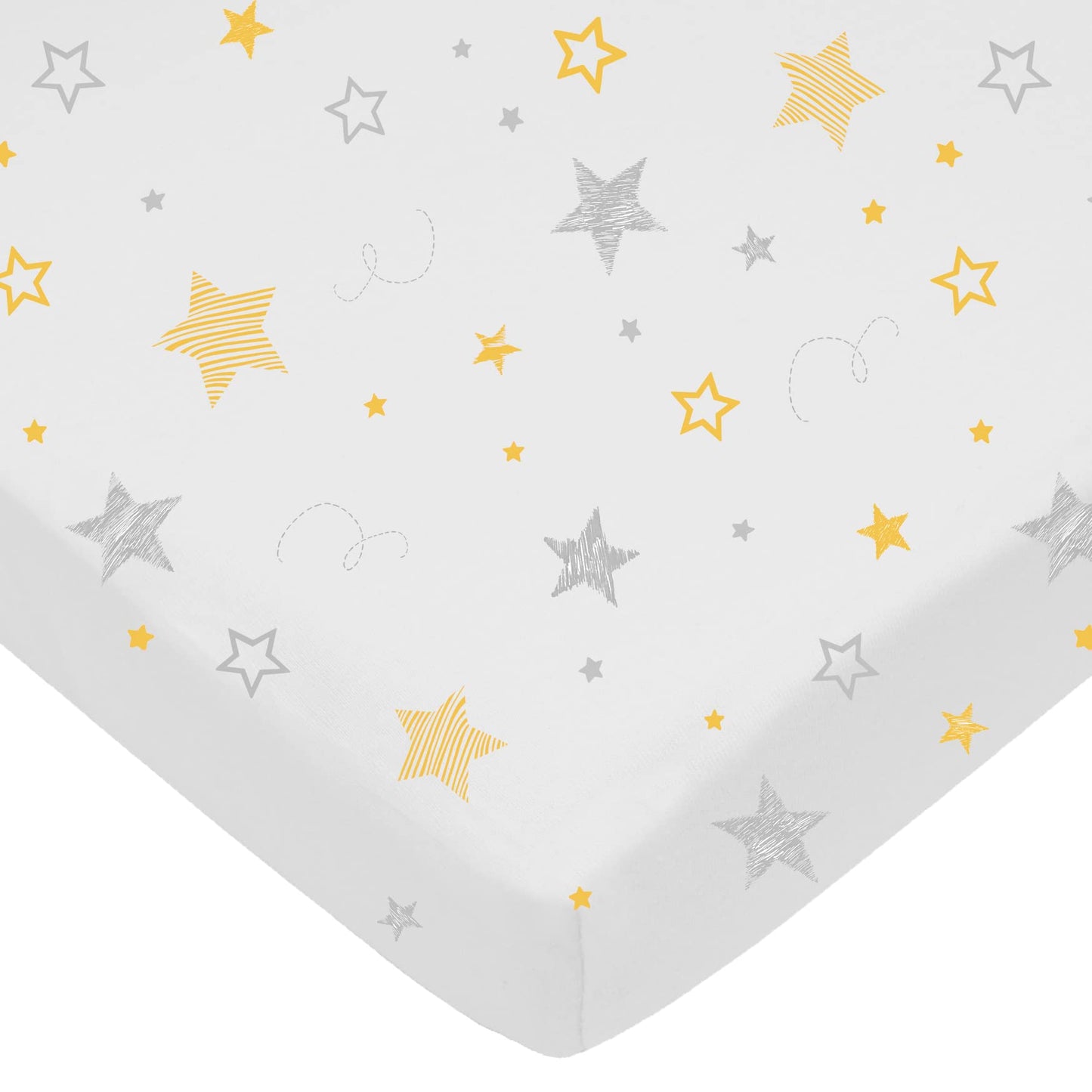 American Baby Company Printed 100% Natural Cotton Value Jersey Knit Fitted Pack N Play Playard Sheet, Golden Yellow Star, Soft B