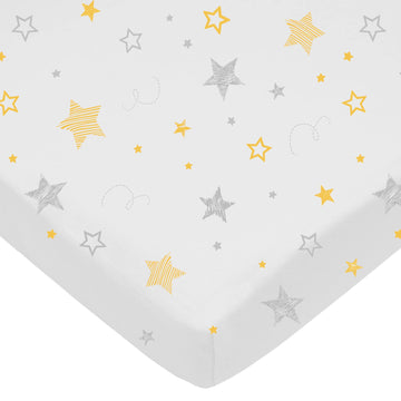 American Baby Company Printed 100% Natural Cotton Value Jersey Knit Fitted Pack N Play Playard Sheet, Golden Yellow Star, Soft B