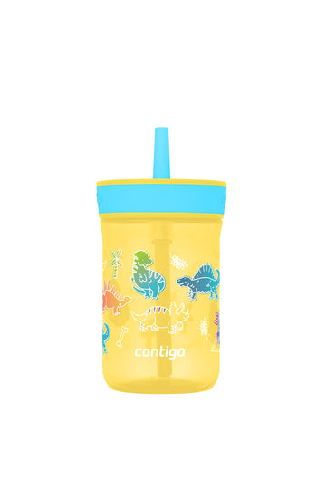 Contigo Kids Leighton Straw Tumbler With Spill-Proof Leak-Proof Lid, 14Oz, Pineapple/Dinos