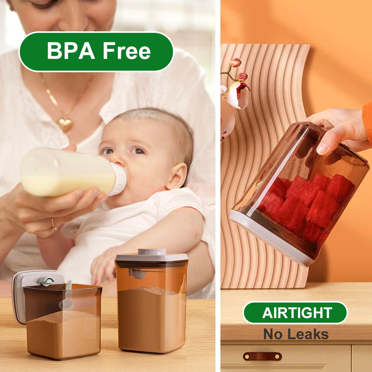 Formula Container, 1700Ml/730G Airtight Formula Dispenser, One Button Handy Pop Up Food Containers Milk Powder Container, Bpa-Fr