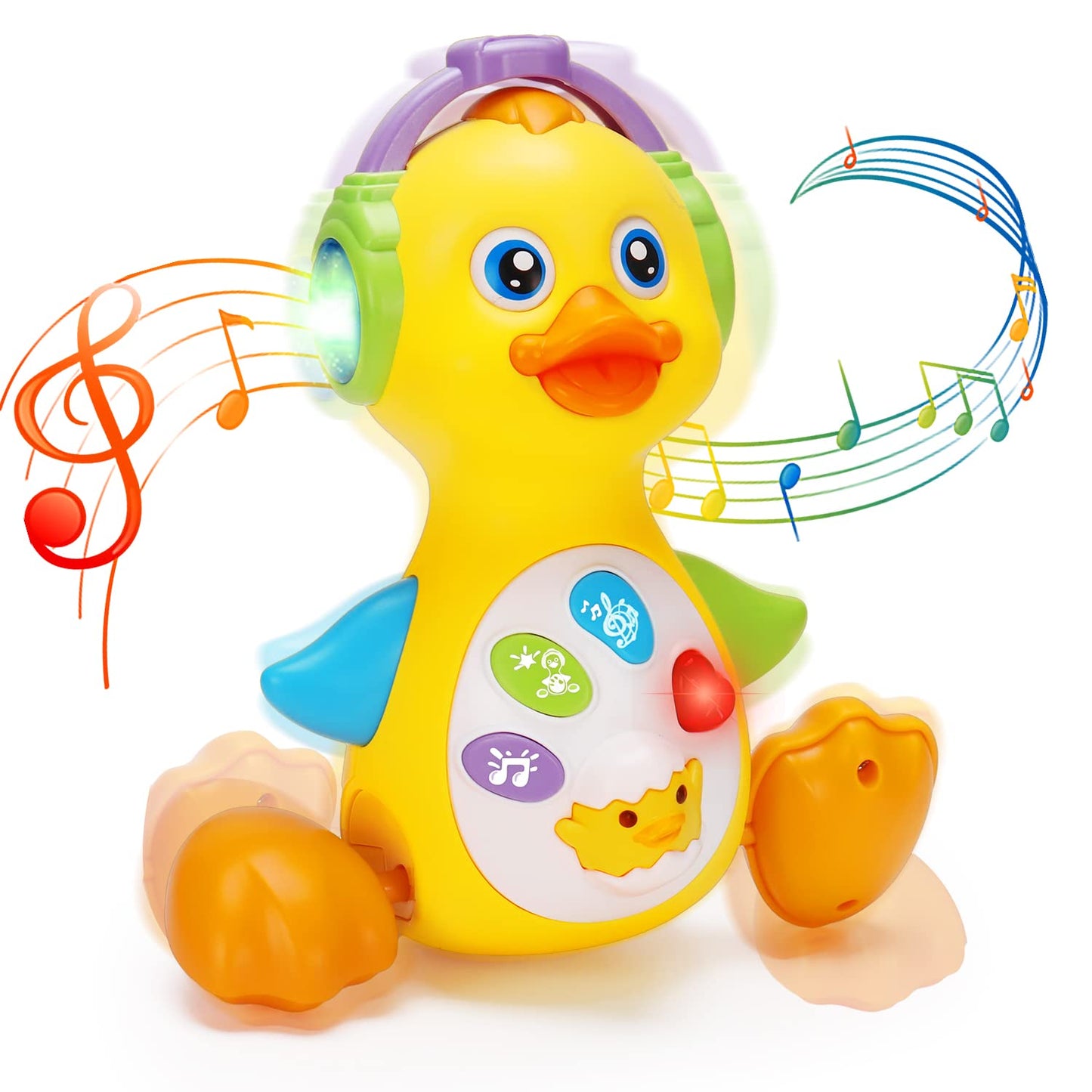 Baby Musical Duck Toy Dancing Crawling Tummy Time, Light Up Infant Toys 0-3-6 6-12 12-18 Months Easter Gifts for 1 2 Year Old Bo