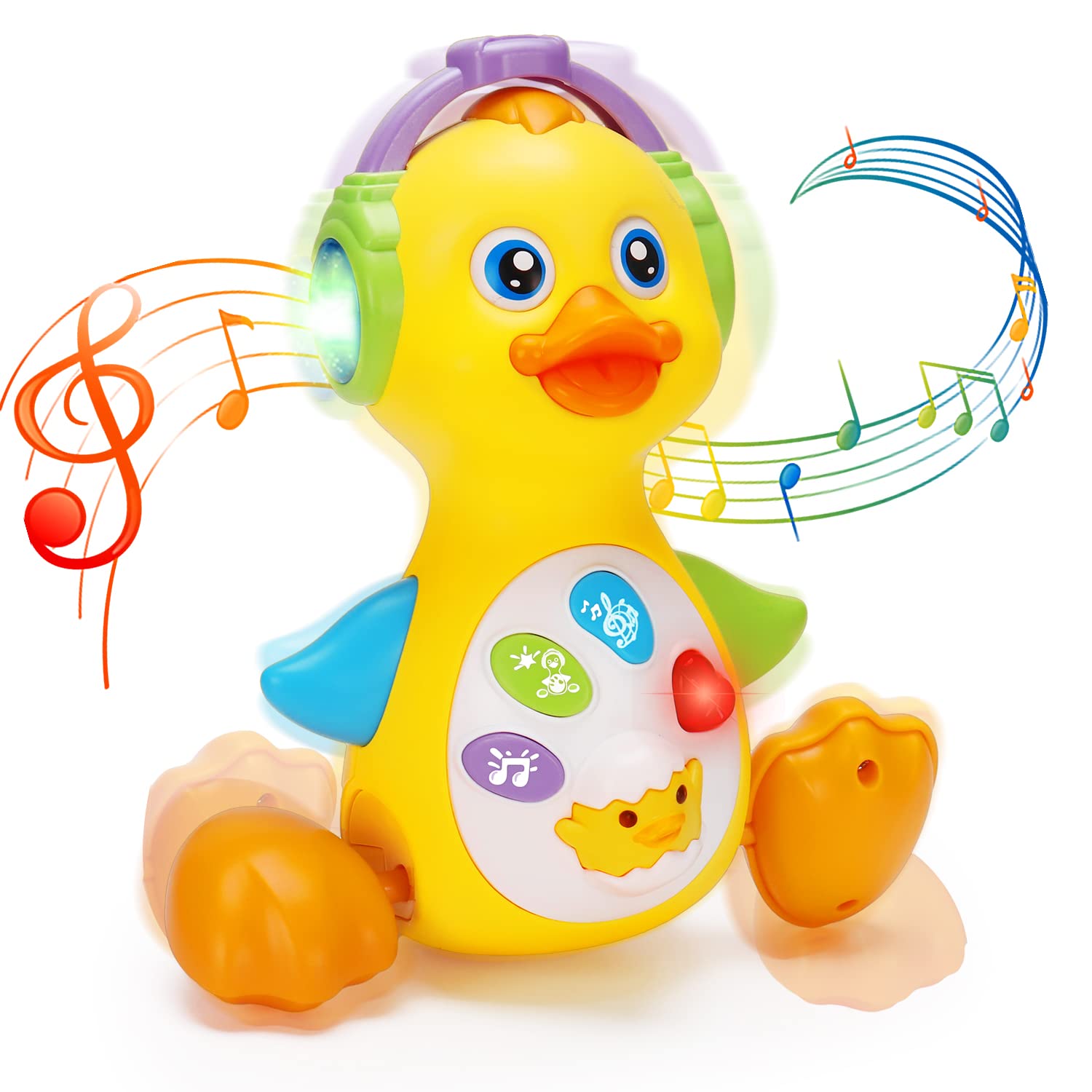 Baby Musical Duck Toy Dancing Crawling Tummy Time, Light Up Infant Toys 0-3-6 6-12 12-18 Months Easter Gifts for 1 2 Year Old Bo