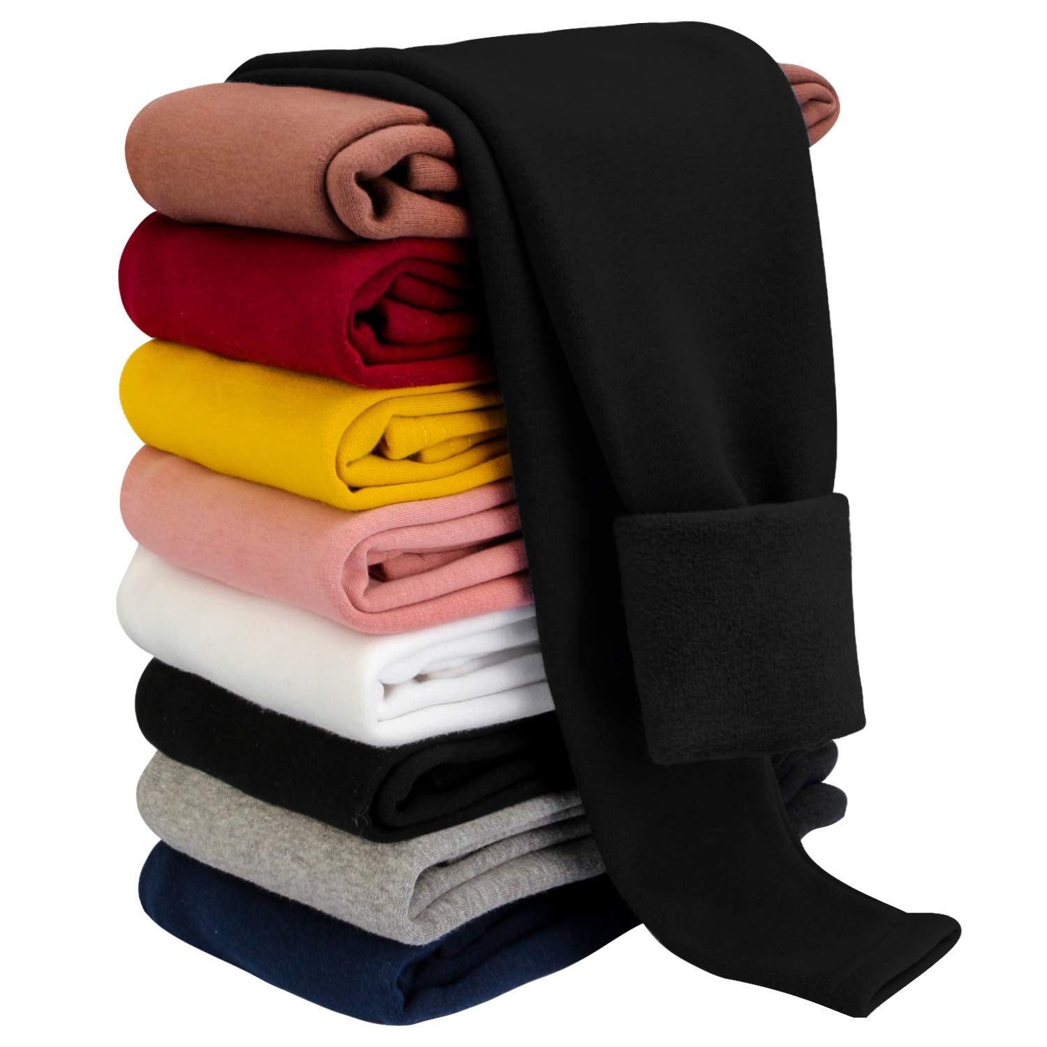 BOOPH Girls Winter Leggings Fleece Lined Kids Basic Pants for 78Y Black