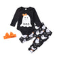 Hiha Baby Halloween Outfits Toddler Girls Boys One Piece Romper Ghost Pants Headband Halloween Clothes 3Pcs (Girls, 3-6Months)