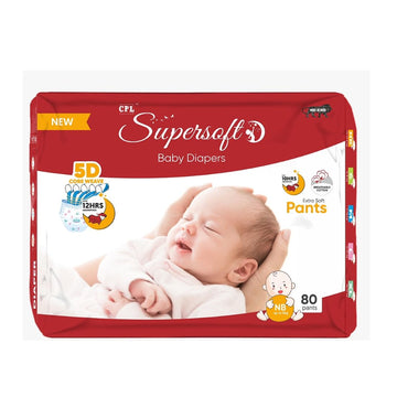 Cplsupersoft Comfy Baby Pants Diapers 12 Hours Absorption  New Born | 80 Pcs