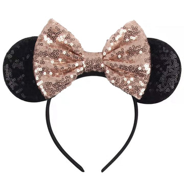 Seamoy Sequin Minnie Ears Headband,Pink Elsa Mouse Ears Headband, Sleeping Beauty Costume Headwear,Mice Ears Headband For Prince