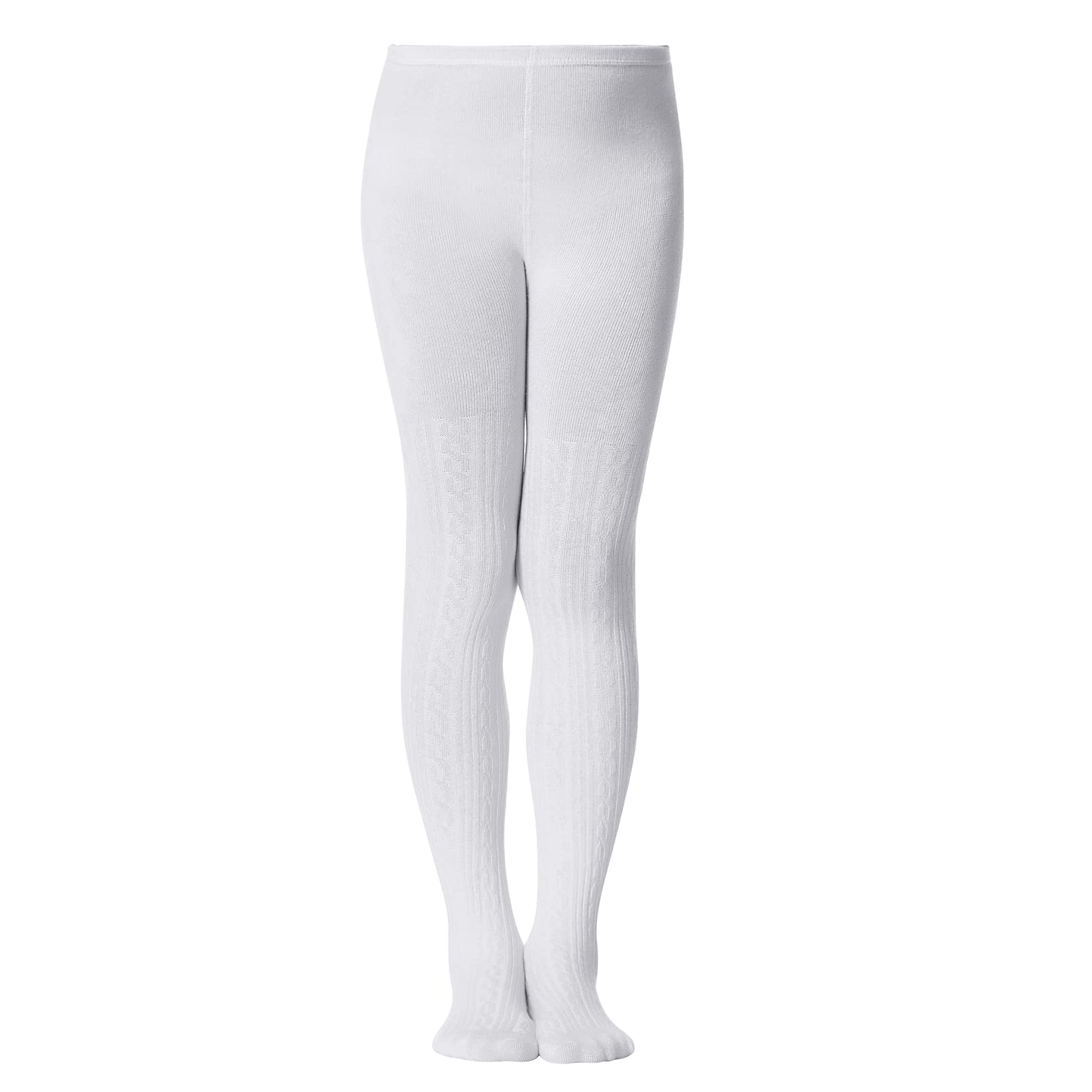 Century Star Girl Tights White Cable Knit Cotton Dance Ballet Pantyhose Leggings Stocking Pants Toddler Age 4-12 1 Pair White 4-