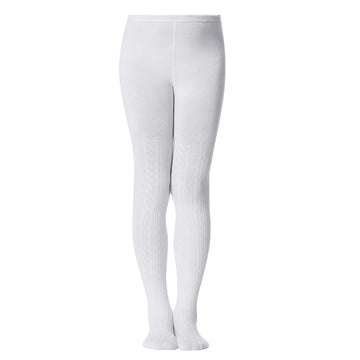Century Star Girl Tights White Cable Knit Cotton Dance Ballet Pantyhose Leggings Stocking Pants Toddler Age 4-12 1 Pair White 4-