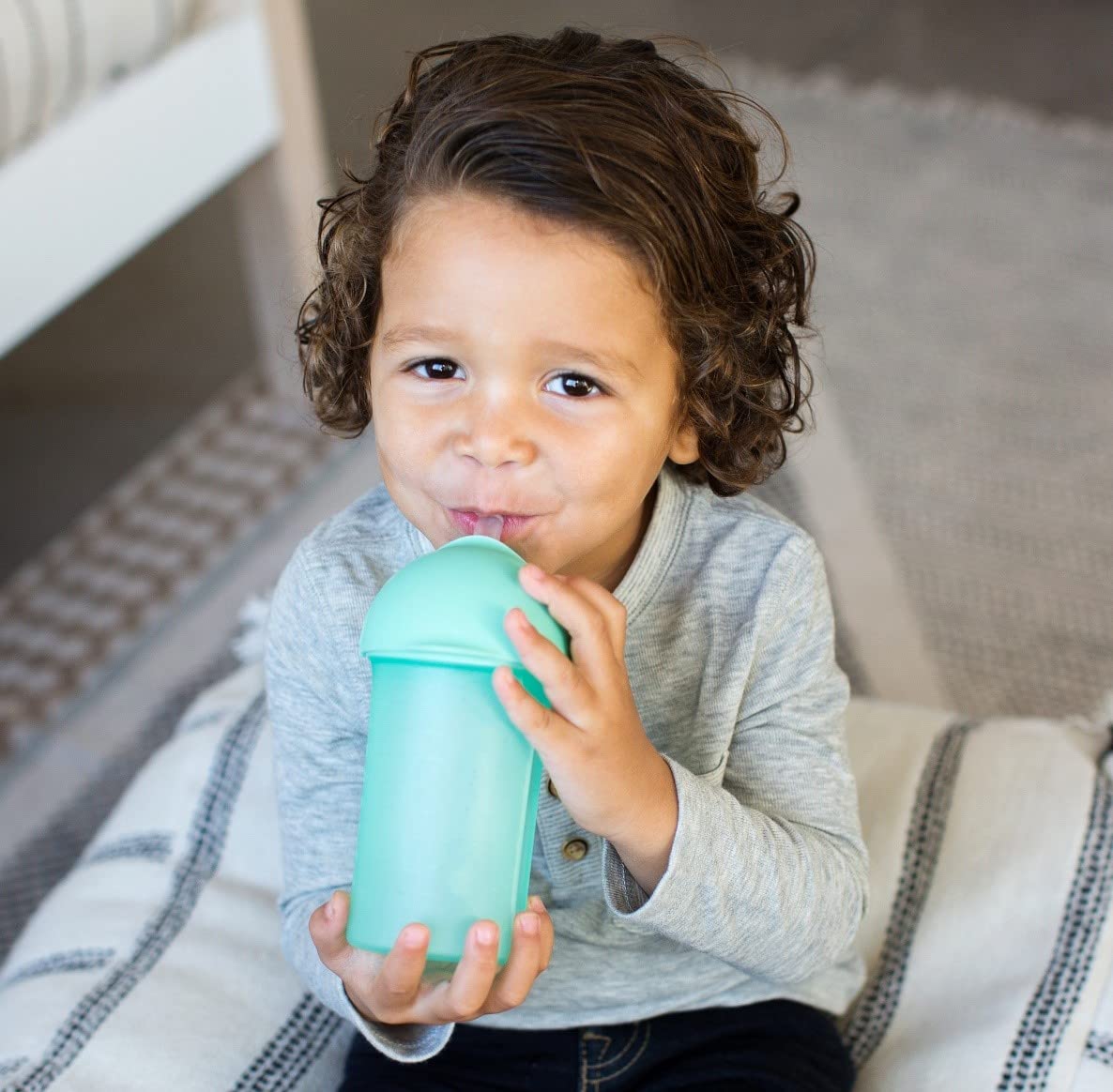 Boon Swig Insulated Silicone Straw Sippy Cup - Flip Top Spill Proof Toddler Straw Cups - Baby and Toddler Feeding Supplies - Bab
