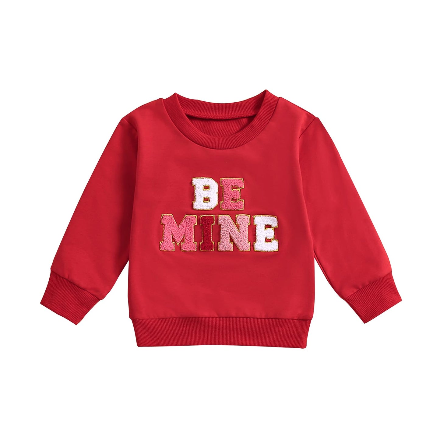 Amnnchya Valentines Day Toddler Baby Girl Outfit Be Mine Long Sleeve Sweatshirt Infant Girls Valentines Day Sweatshirts (Be Mine