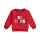 Dcohmch Toddler Girl Valentines Day Outfit Pullovers Heart Letter Print Shirt Sweatshirt Valentine Baby Girls Clothes (Red, 12-