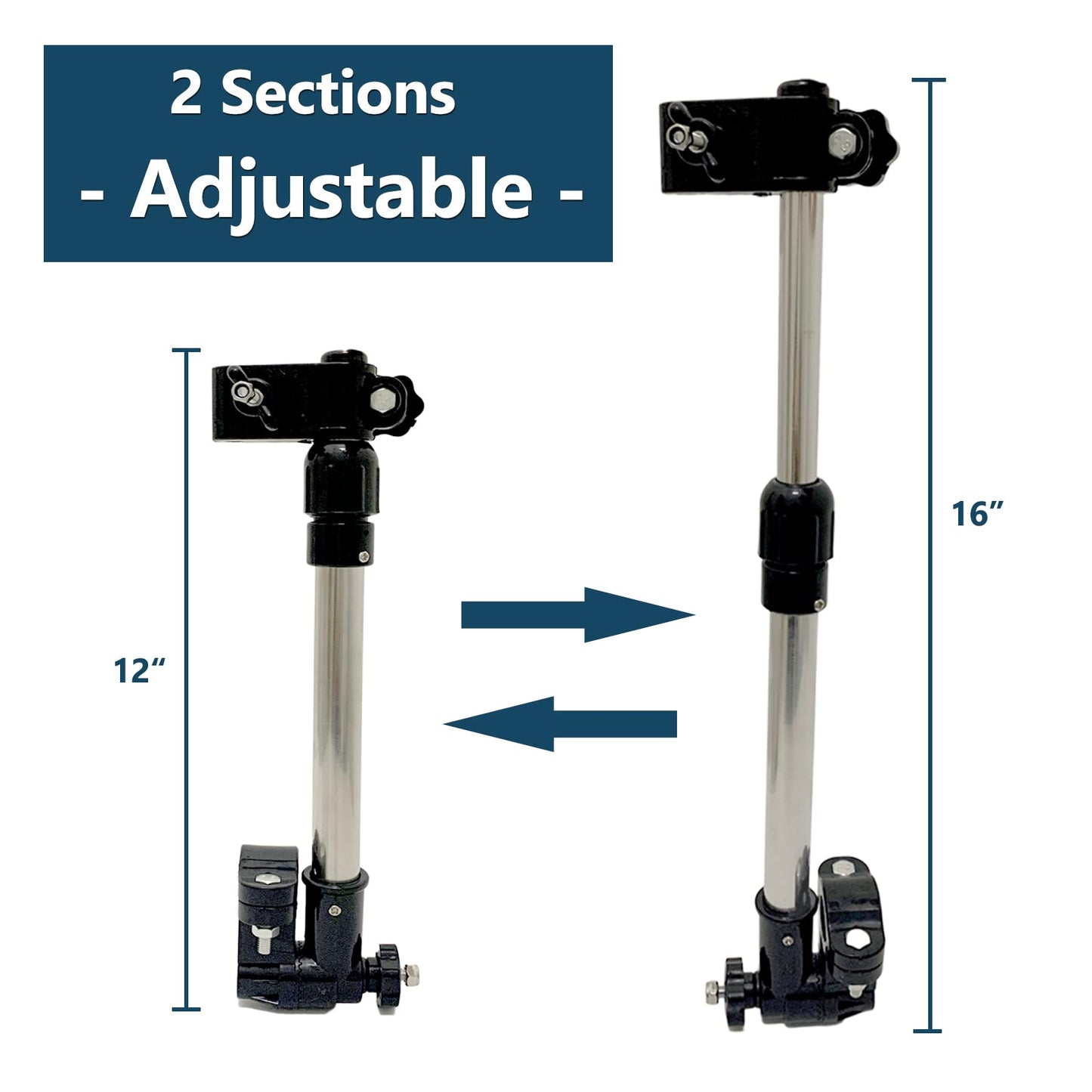 Choytong Umbrella Holder For Stroller, Adjustable, Suitable For 0.78'-1.2' Bicycle Handlebar, Black