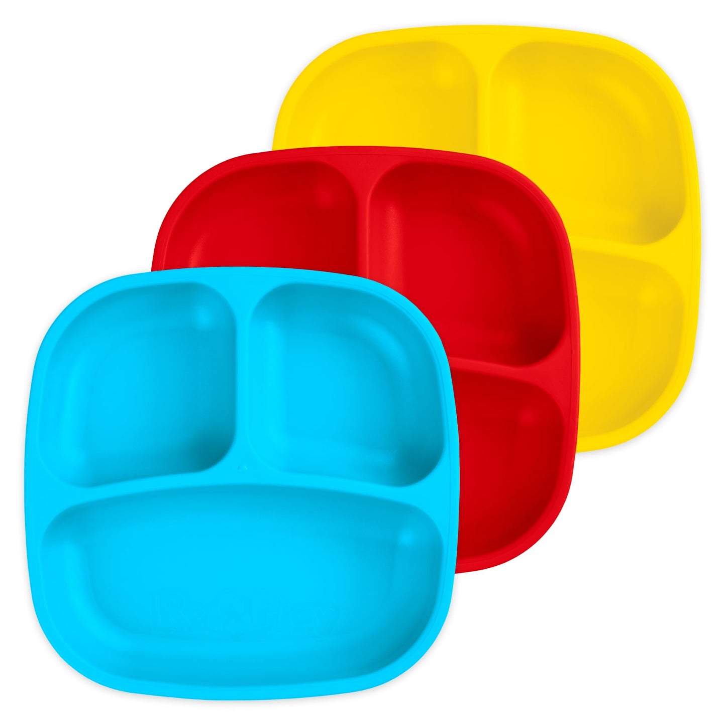 Re Play 7' Divided Toddler 3 Pack Plates With Deep Sides And Three Compartments For Easy Self Feeding - Bpa Free - Dishwasher S