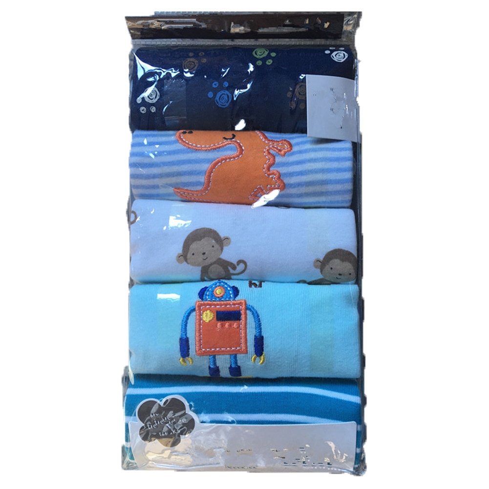 Monvecle Baby Boy 5Pcs Pack Newborn To Toddler Cotton Long Cartoon Pants Gift Set 24M