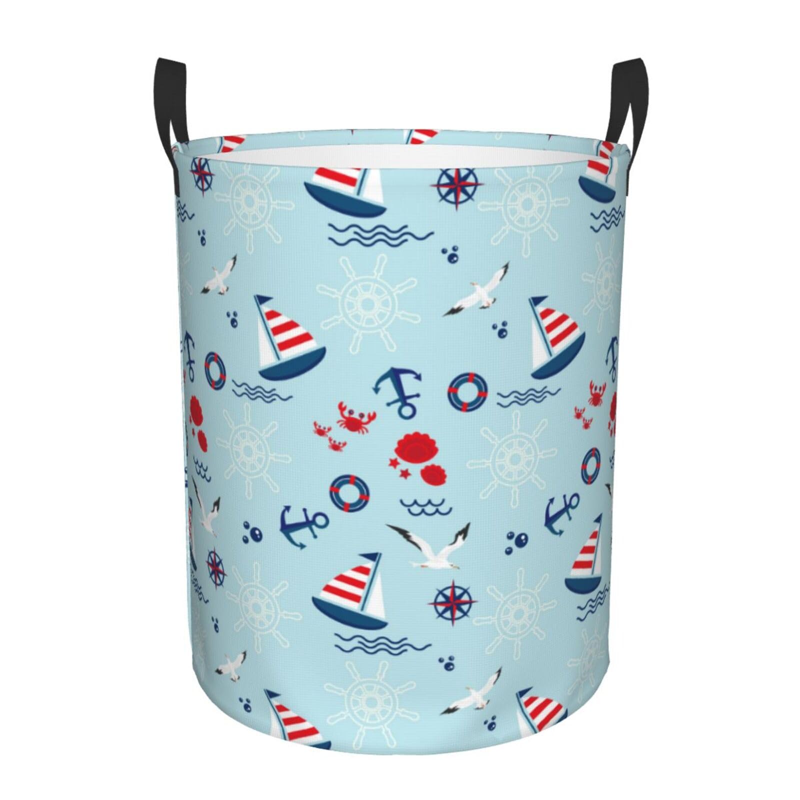 Pevtufa Sailboats Anchors Foldable Laundry Basket Organizer,Fabric Clothes Toy Storage Basket Nursery Hamper Storage Bin For Hou