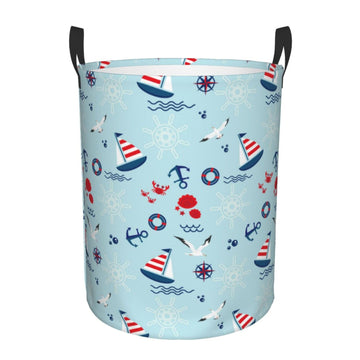 Pevtufa Sailboats Anchors Foldable Laundry Basket Organizer,Fabric Clothes Toy Storage Basket Nursery Hamper Storage Bin For Hou